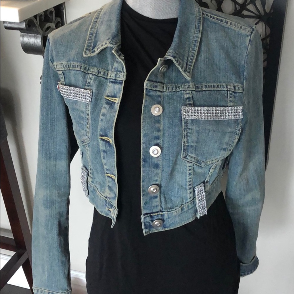 Super Cute Cropped Denim Jean Jacket, sz M